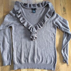 Max Studio Cotton Blend Ruffle Neck Sweater